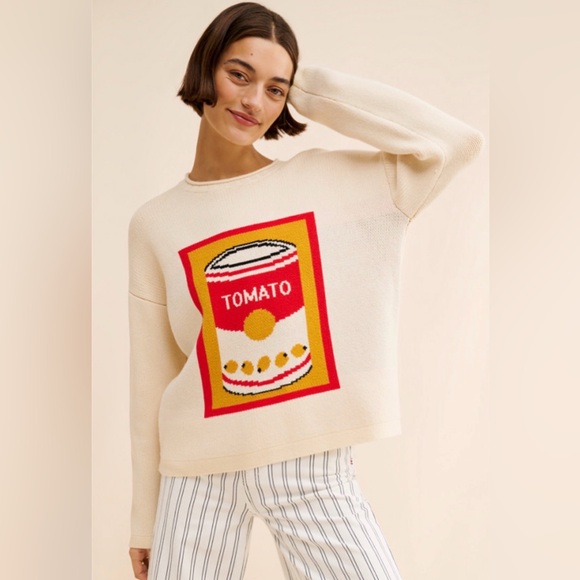 Anthropologie Flat white Tomato Soup Sweater size xs - Picture 2 of 6
